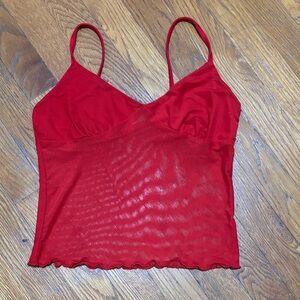 Red Sheer Camisole Top